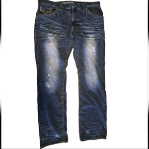 Affliction Jeans M Sz 38 Straight Leg Dark Wash Affliction Black Premium Jeans